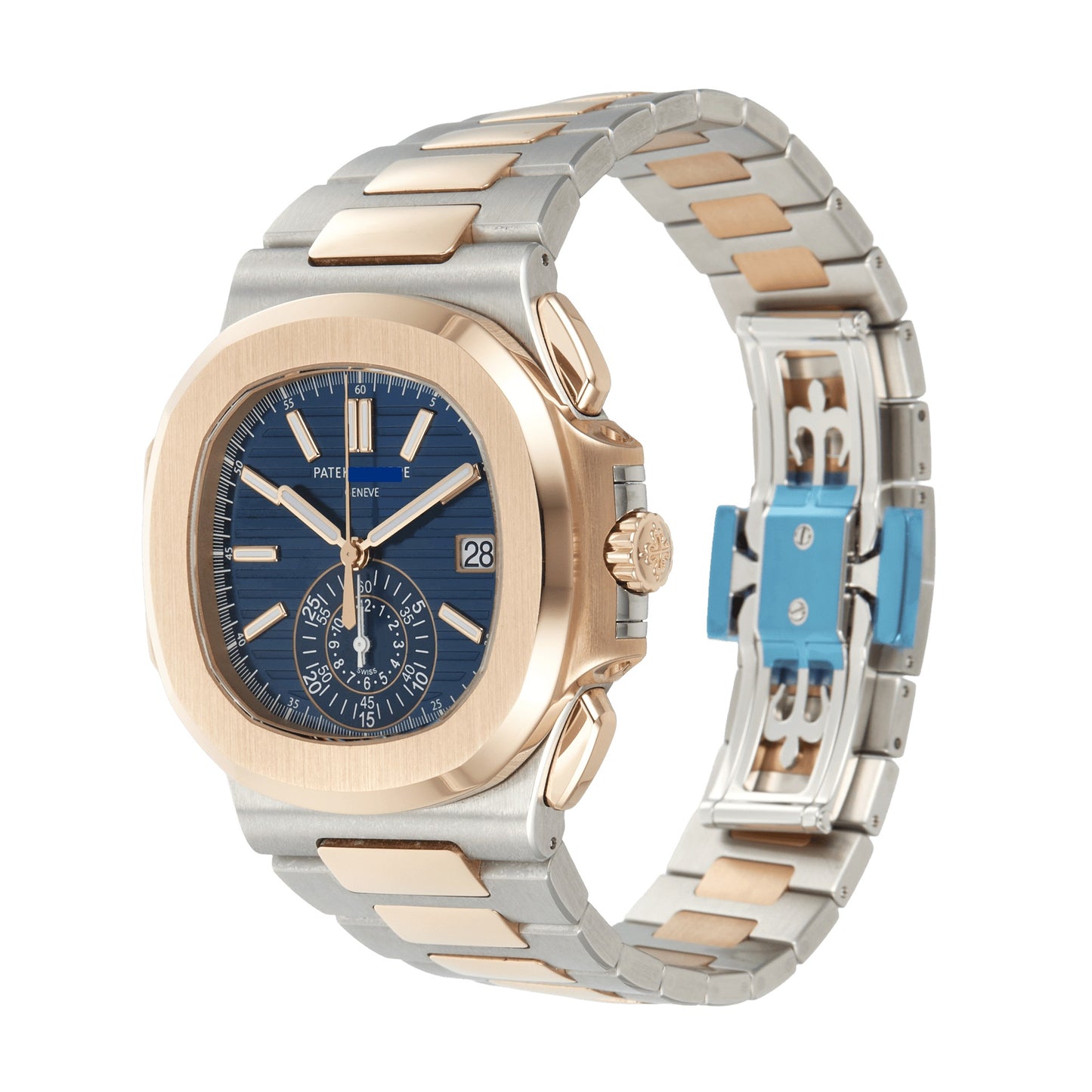 PTK P rose and silver band blue dial
